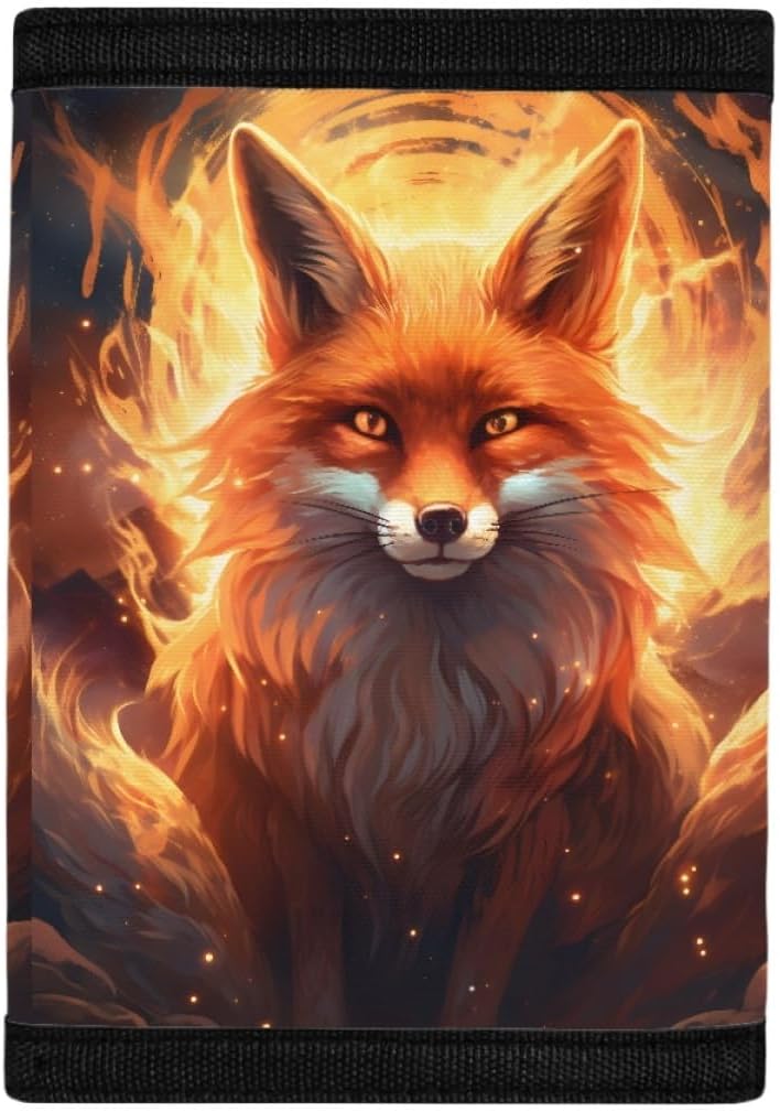 GLUDEAR Kids Boys Girls Wallet Trifold Youth Wallet Coin Pocket Card Holders Animal Wallets Money Organizer,Fire Moon Fox - Image 3